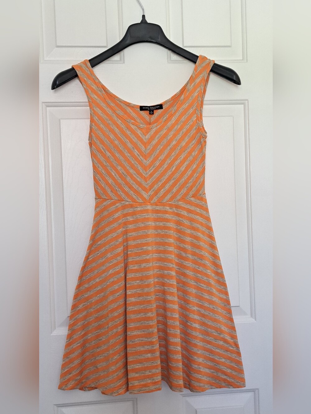 Green Envelope Los Angeles Tank Dress Chevron-Striped Pattern